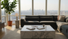 Luxury living room with marble decor centerpiece