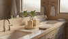 Elegant travertine bathroom set on luxury vanity