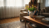 Placing marble vase in warm living room