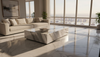 Luxury living room with marble flooring and table