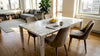 Elegant marble dining table in bright apartment