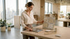 Architect reviews marble samples in studio