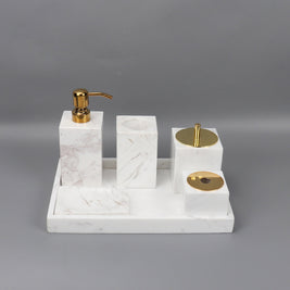 Luxury 6-Piece Marble Bathroom Set – Solid Stone