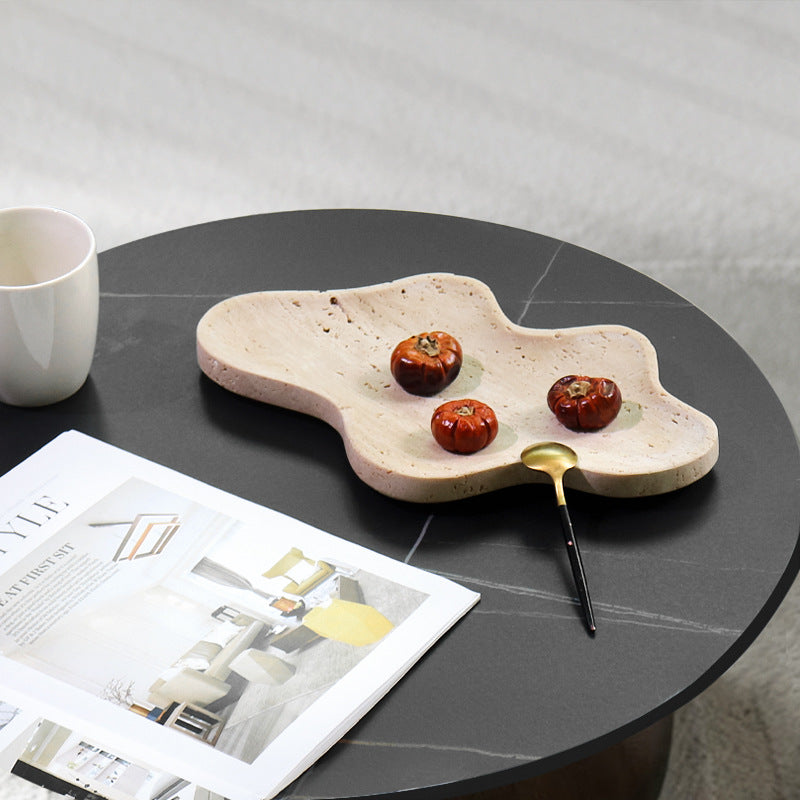 Freeform Cloud Travertine Tray - Solid Natural Stone