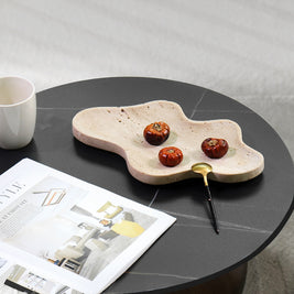 Freeform Cloud Travertine Tray - Solid Natural Stone