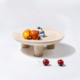 Arco Travertine Fruit Pedestal Tray