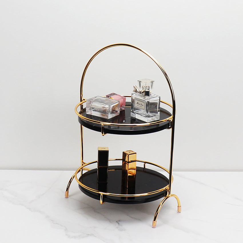 Aurora Round Marble Double Tray with Arched Handle