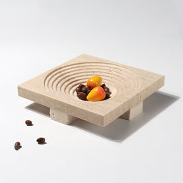 Vena Travertine Fruit Tray – Solid Carved Stone