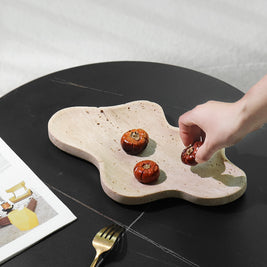 Freeform Cloud Travertine Tray - Solid Natural Stone