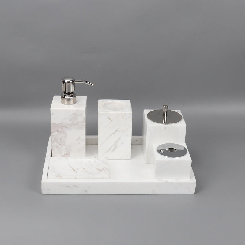 Luxury 6-Piece Marble Bathroom Set – Solid Stone