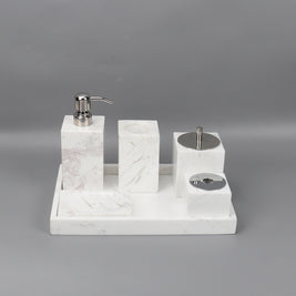 Luxury 6-Piece Marble Bathroom Set – Solid Stone