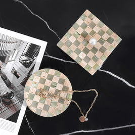 Checkered Marble Jewelry Tray