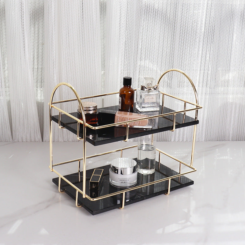 Luxury Rectangular Marble Double Tray with Handles