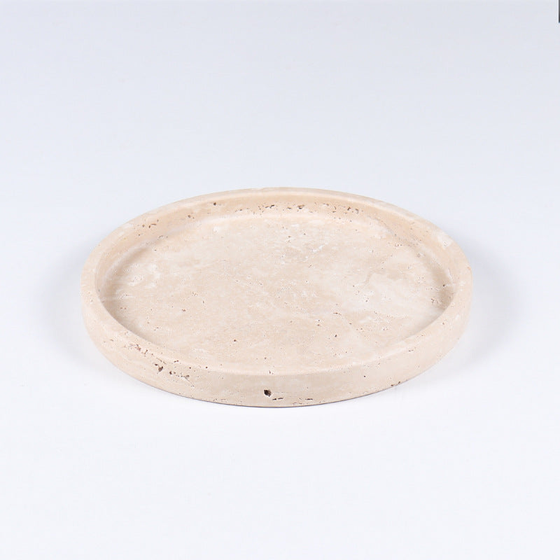 Beige Travertine Tray – Round 15cm | Minimalist Natural Stone