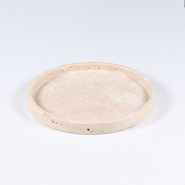 Beige Travertine Tray – Round 15cm | Minimalist Natural Stone