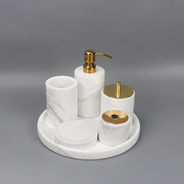 Luxury 6-Piece Marble Bathroom Set – Solid Stone
