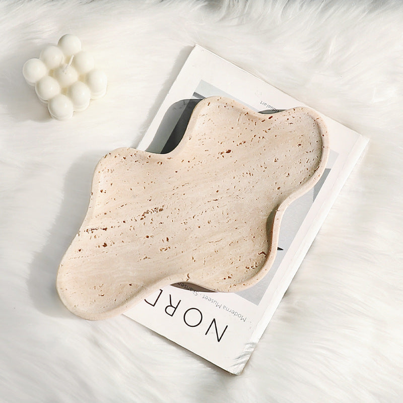 Freeform Cloud Travertine Tray - Solid Natural Stone