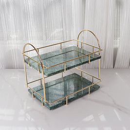 Luxury Rectangular Marble Double Tray with Handles