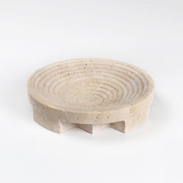 Vena Travertine Fruit Tray – Solid Carved Stone