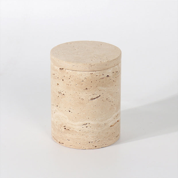 Cylindrical Travertine Jewelry Box