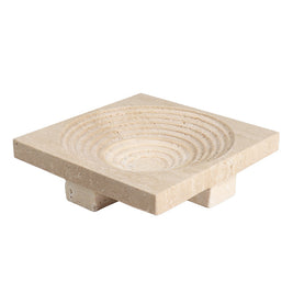 Vena Travertine Fruit Tray – Solid Carved Stone