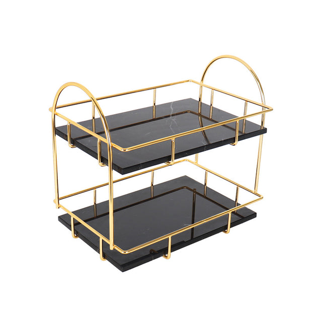 Luxury Rectangular Marble Double Tray with Handles