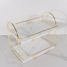 Luxury Rectangular Marble Double Tray with Handles