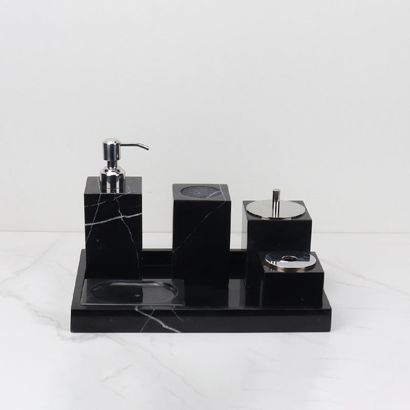 Luxury 6-Piece Marble Bathroom Set – Solid Stone
