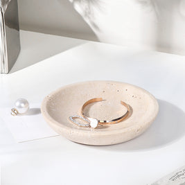 Travertine Round Jewelry Tray