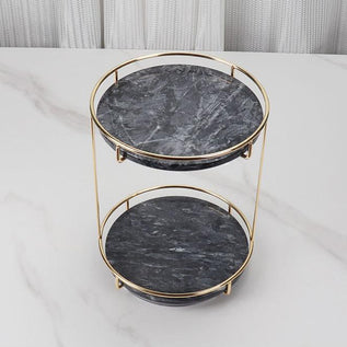 Opulentes rundes Marmor-Doppeltablett
