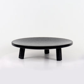 Noir Elevé Travertine Fruit Tray – Sculpted Pedestal in Black Travertine Stone