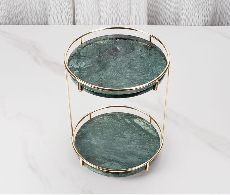 Opulentes rundes Marmor-Doppeltablett