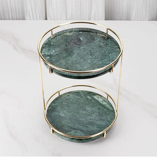 Opulentes rundes Marmor-Doppeltablett