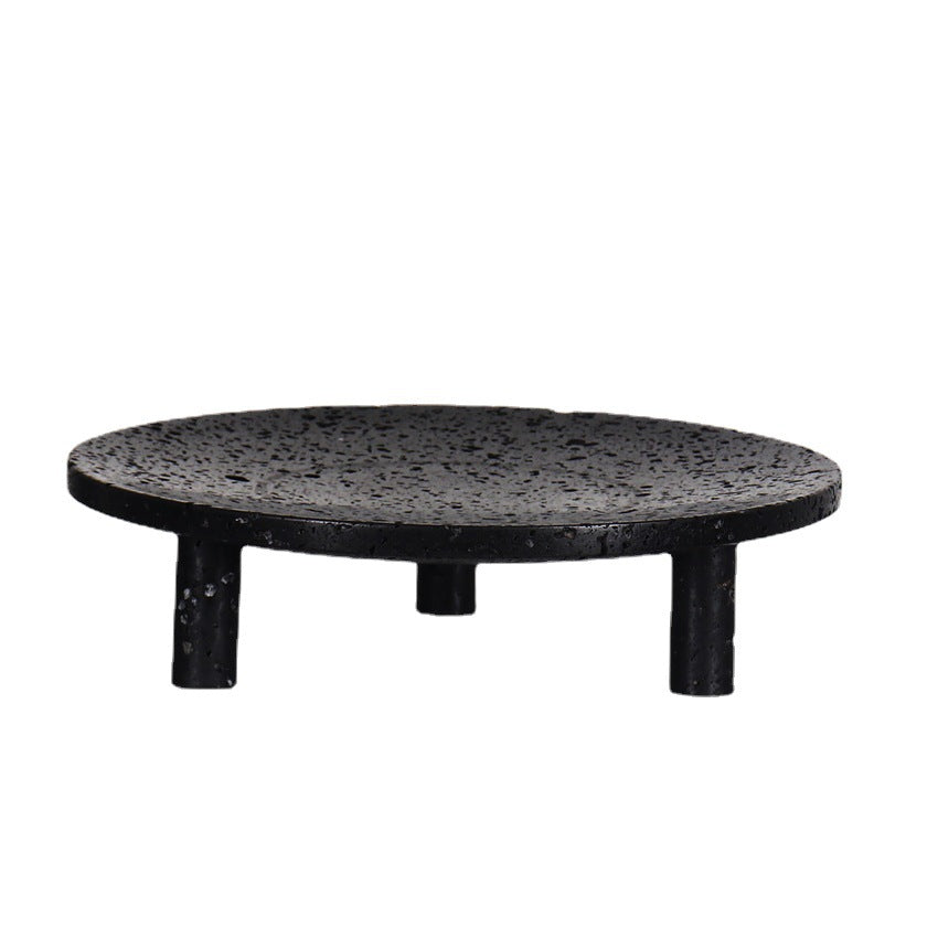 Noir Elevé Travertine Fruit Tray – Sculpted Pedestal in Black Travertine Stone