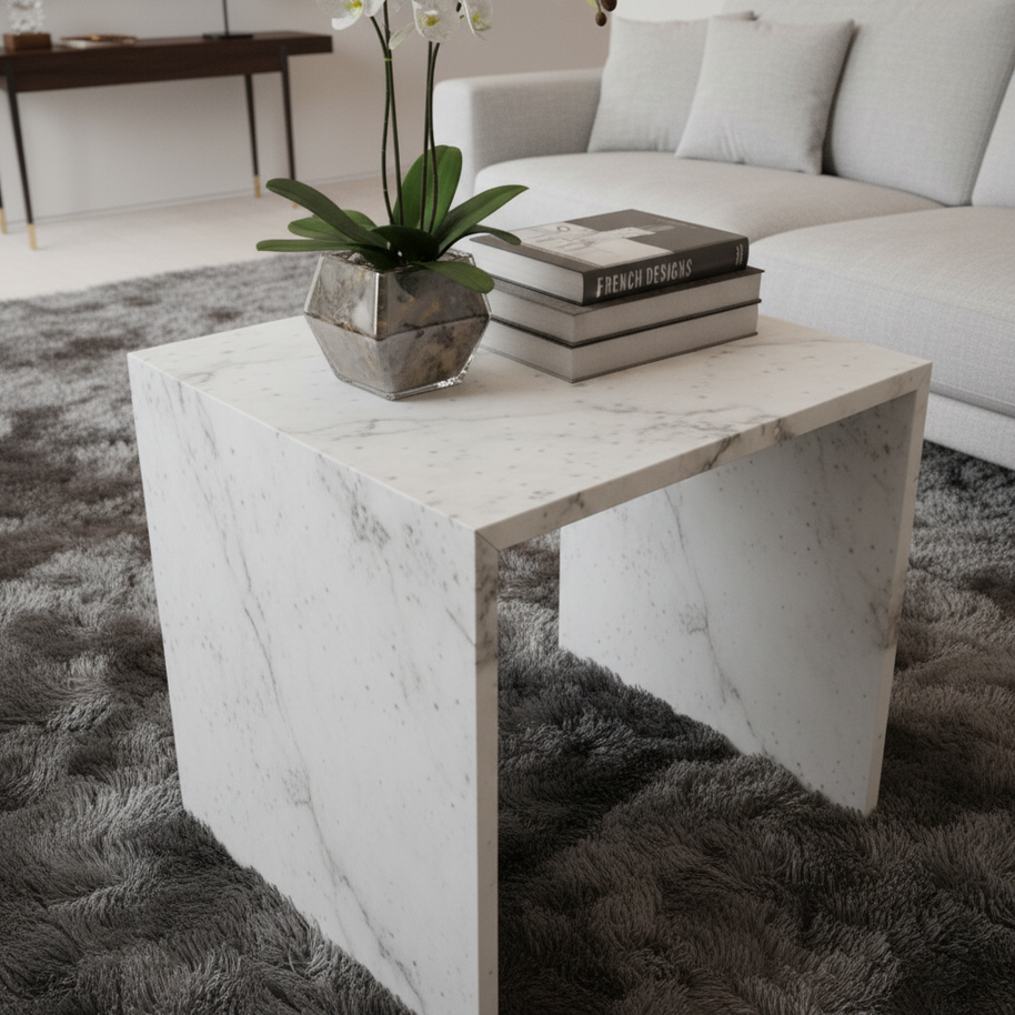 Table 1 V2 - Luxe Natuursteen Bijzettafel – Minimalistisch Sculpturaal Design
