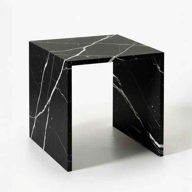 Table 1 V2 - Luxe Natuursteen Bijzettafel – Minimalistisch Sculpturaal Design