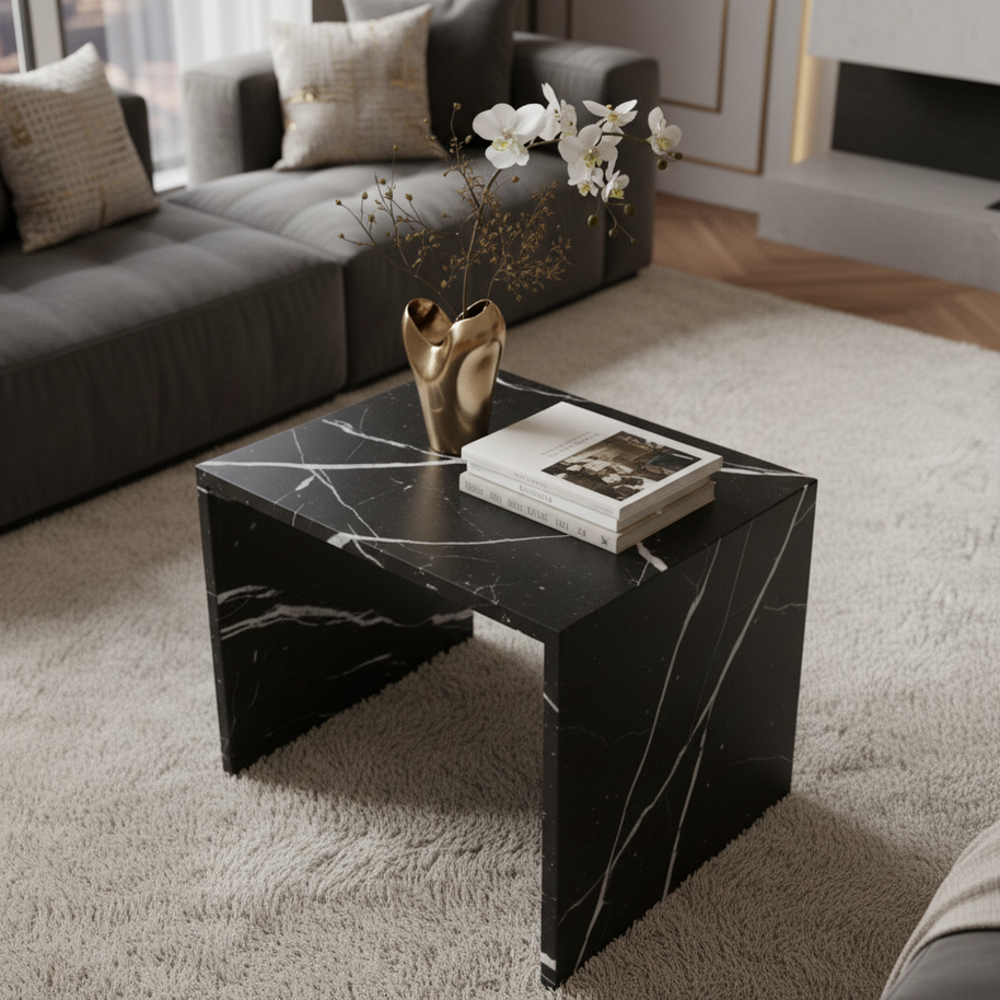 Table 1 V2 - Luxe Natuursteen Bijzettafel – Minimalistisch Sculpturaal Design