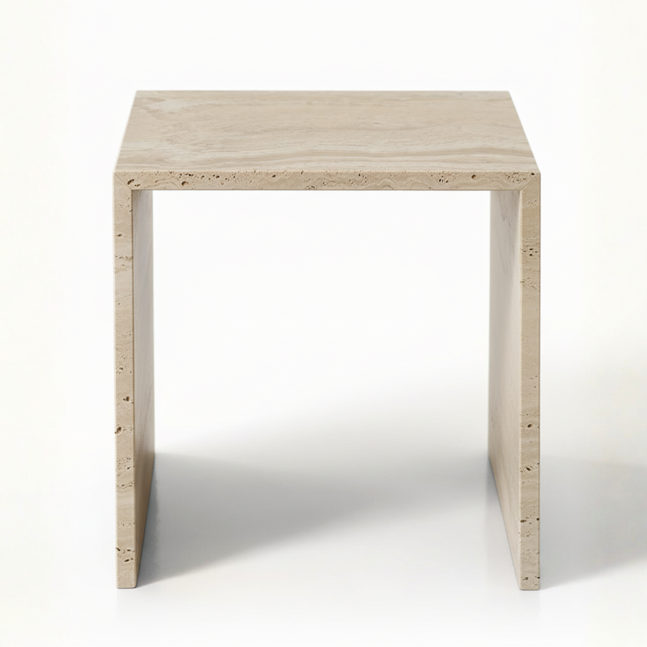 Table 1 V2 - Luxe Natuursteen Bijzettafel – Minimalistisch Sculpturaal Design