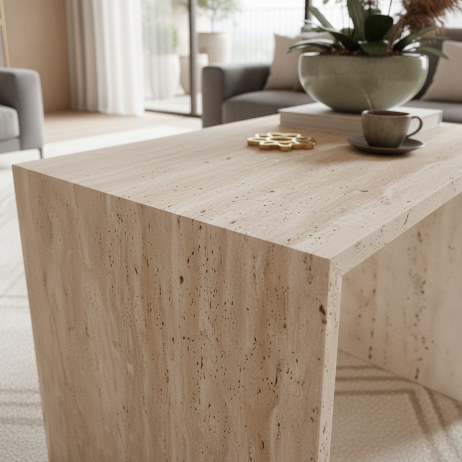 Table 1 V2 - Luxe Natuursteen Bijzettafel – Minimalistisch Sculpturaal Design