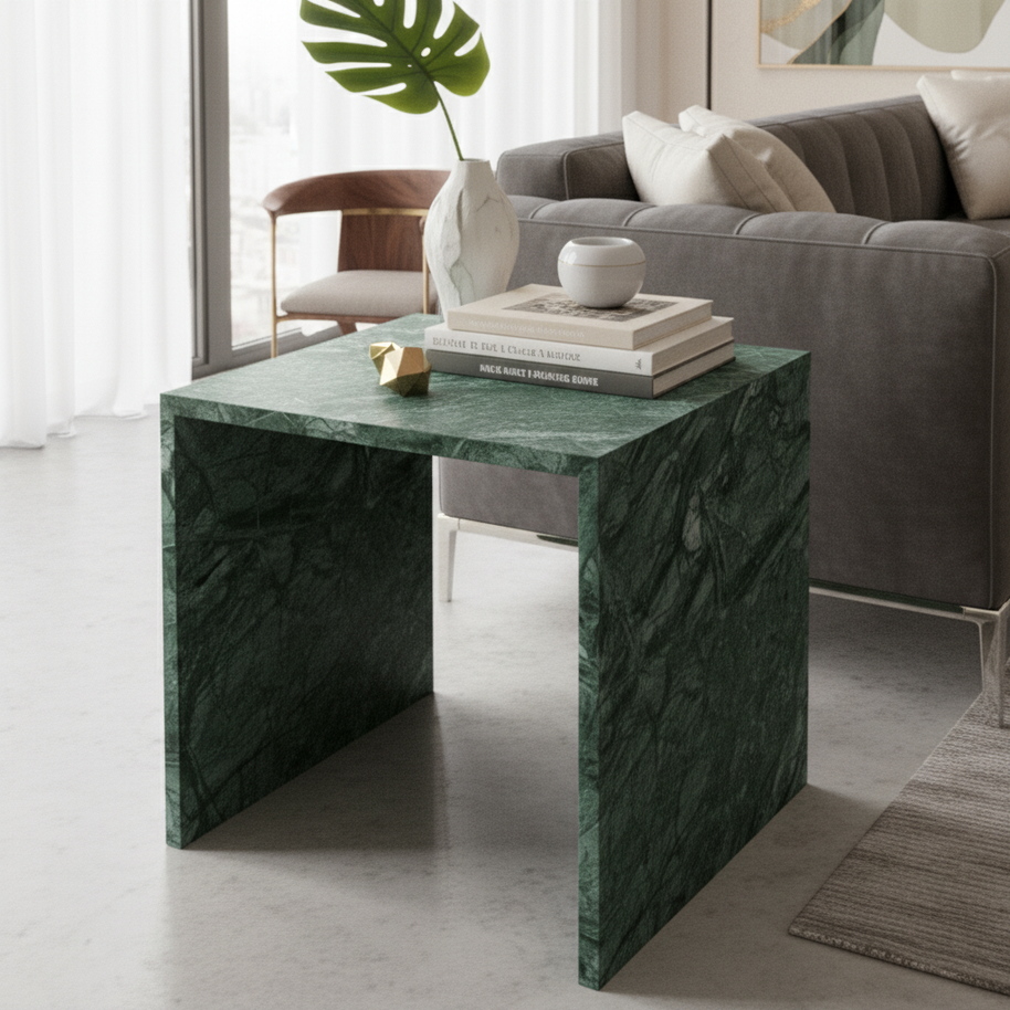 Table 1 V2 - Luxe Natuursteen Bijzettafel – Minimalistisch Sculpturaal Design