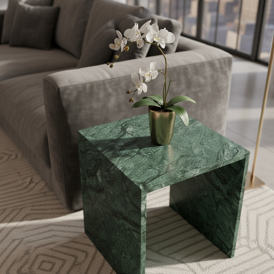 Table 1 V2 - Luxe Natuursteen Bijzettafel – Minimalistisch Sculpturaal Design