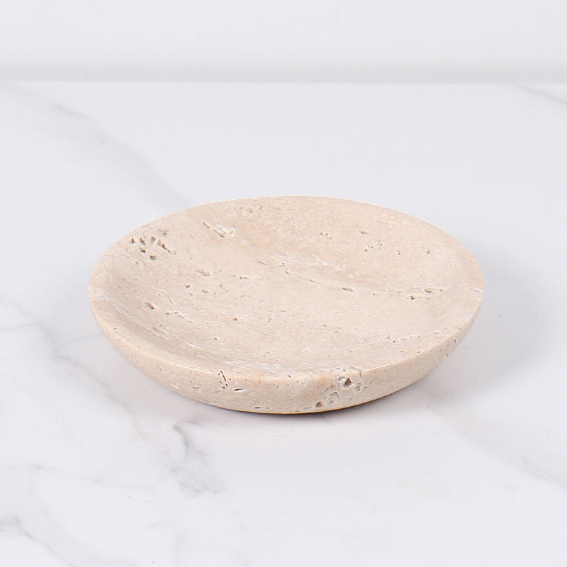 Travertine Round Jewelry Tray