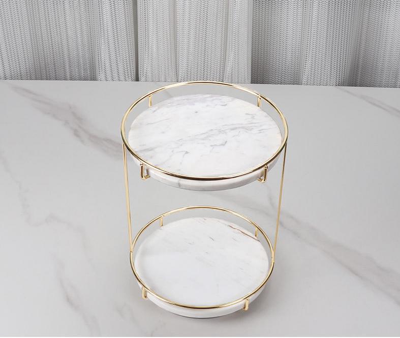 Opulentes rundes Marmor-Doppeltablett