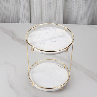 Opulentes rundes Marmor-Doppeltablett