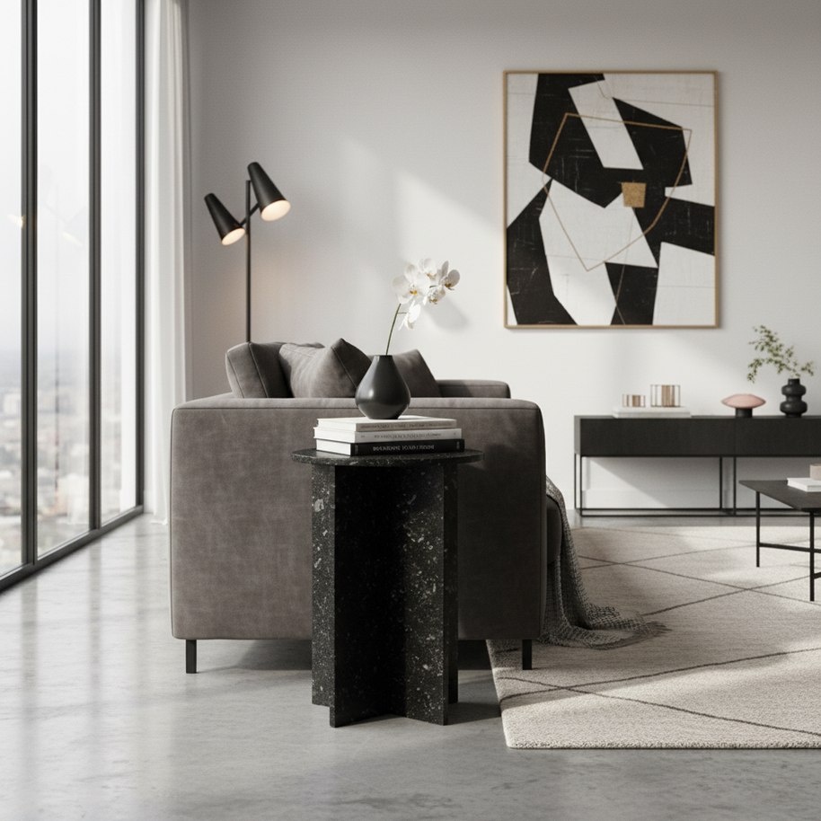 Verano Natuursteen Bijzettafel – Luxe Rond Design