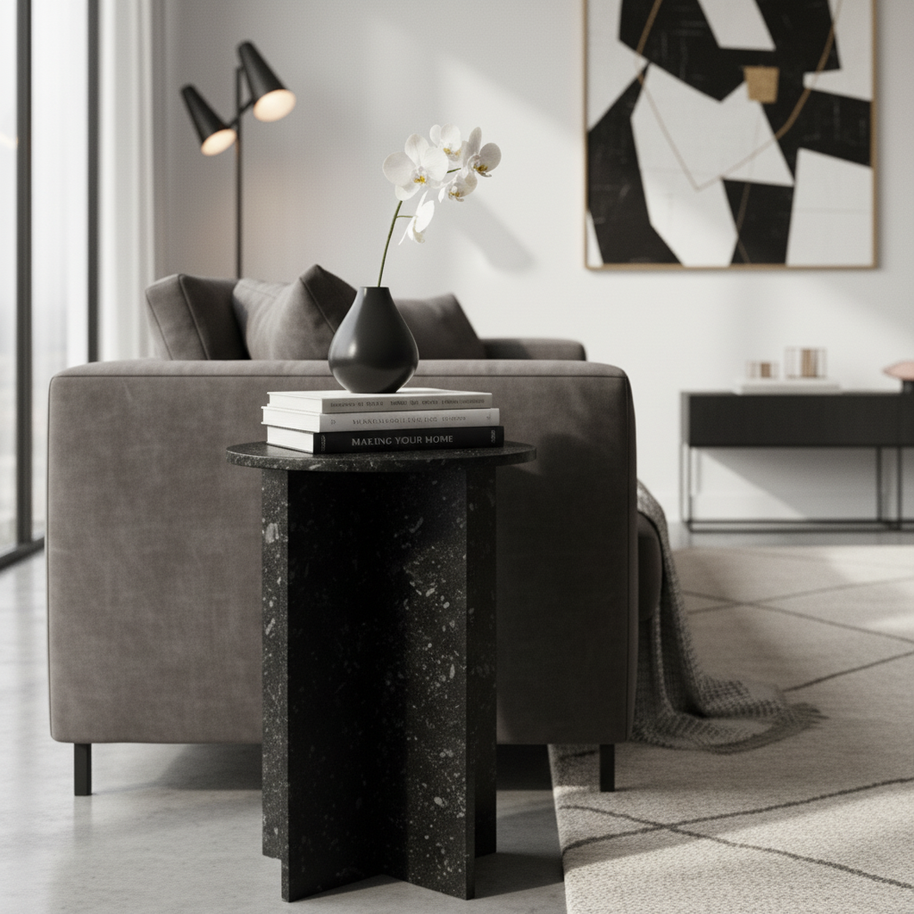 Verano Natuursteen Bijzettafel – Luxe Rond Design