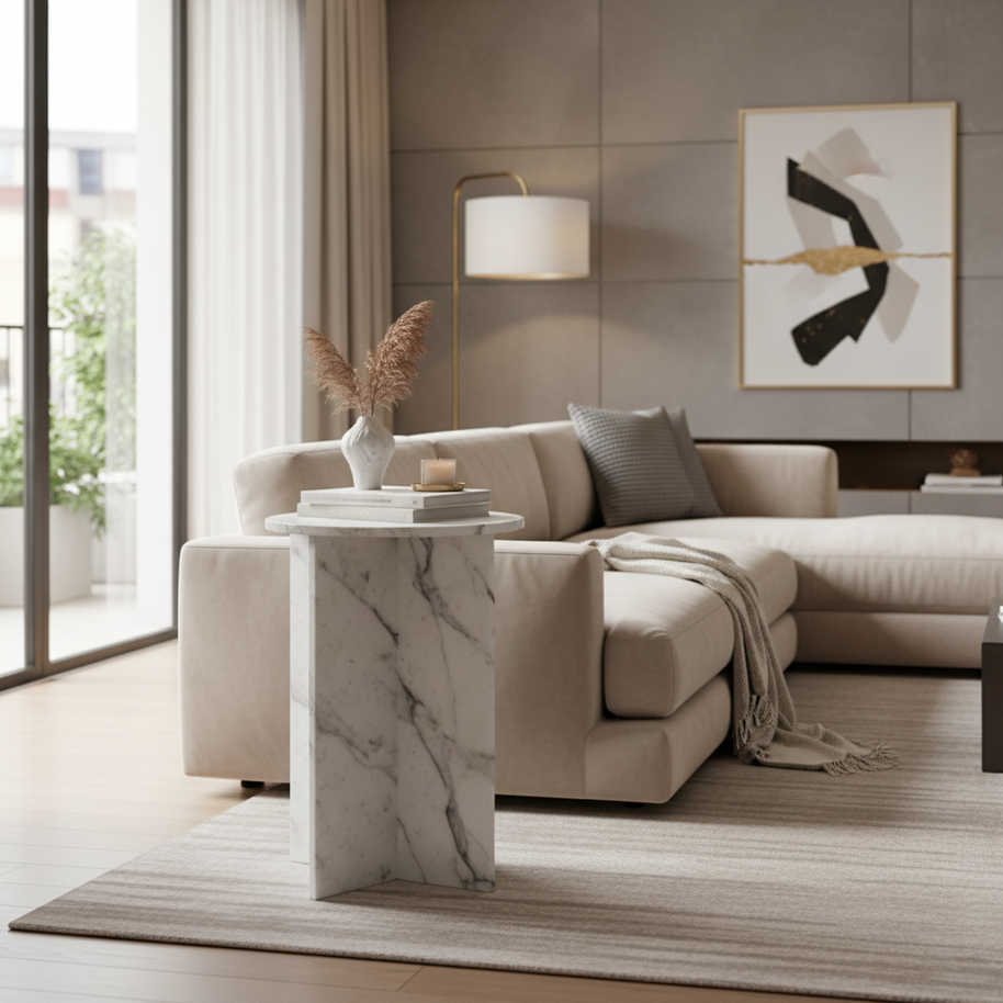 Verano Natuursteen Bijzettafel – Luxe Rond Design