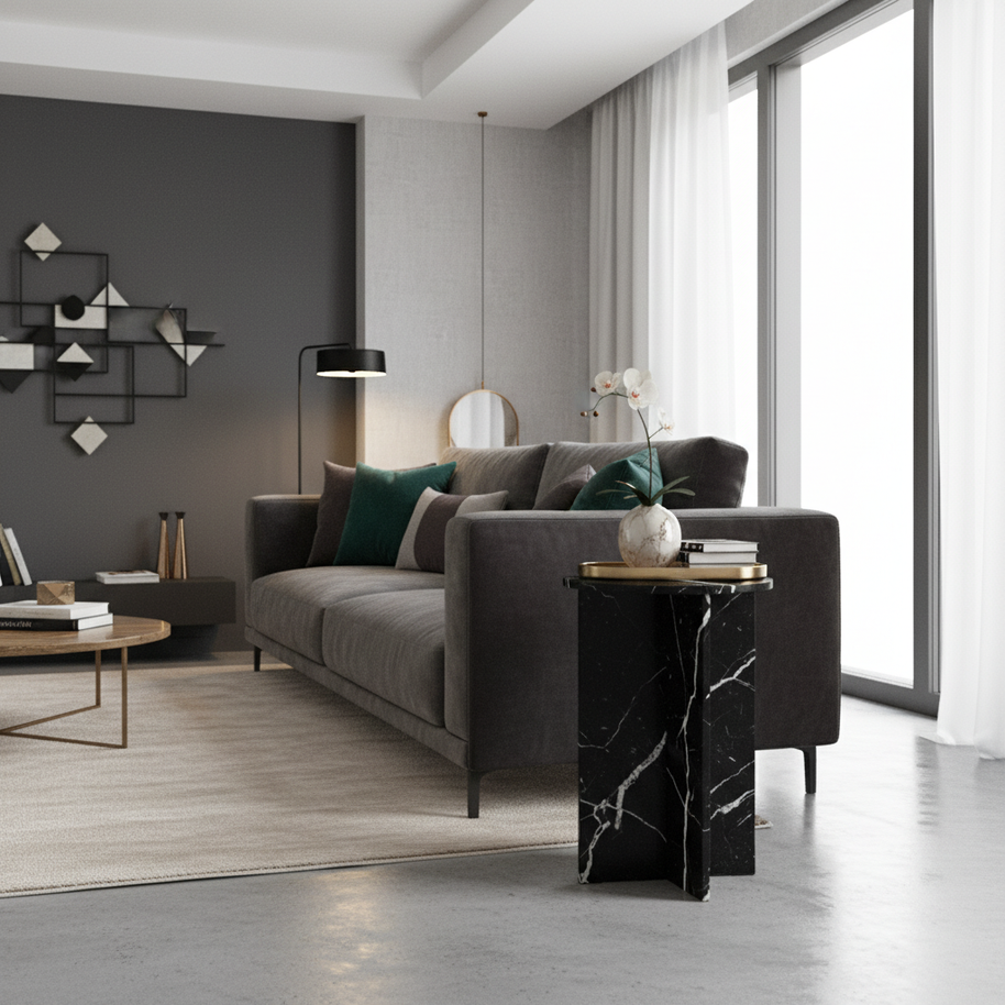 Verano Natuursteen Bijzettafel – Luxe Rond Design