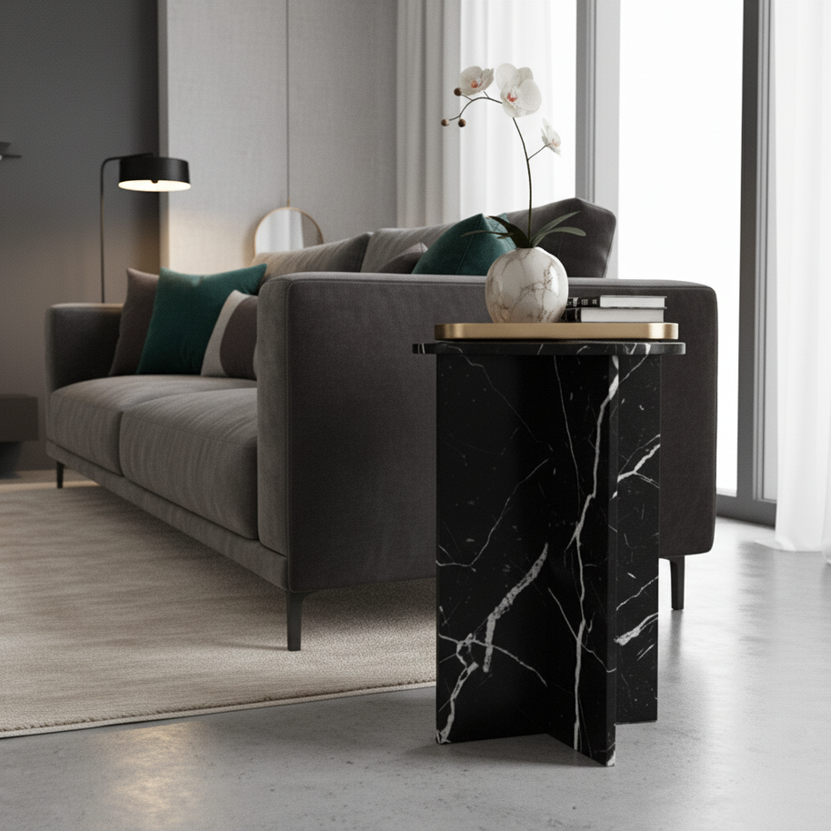 Verano Natuursteen Bijzettafel – Luxe Rond Design