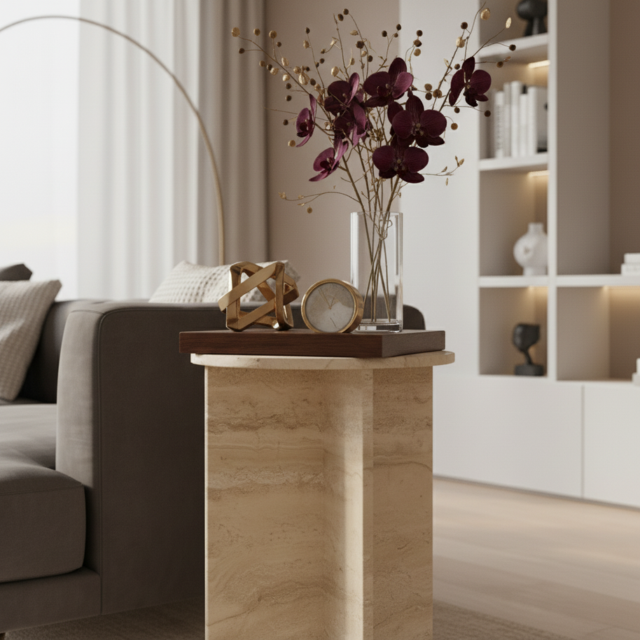 Verano Natuursteen Bijzettafel – Luxe Rond Design